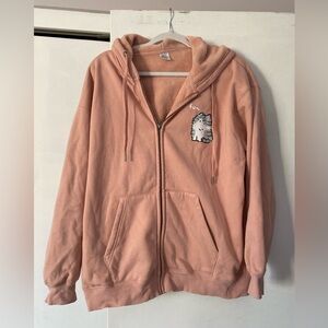 Cute Pink Zip-Up Hoodie size Large